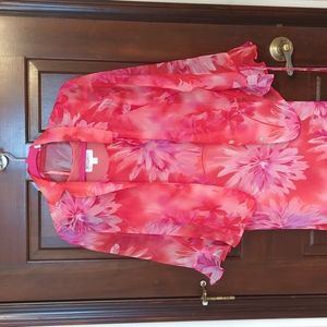 Floral Chiffon tank dress with over shirt size 10 New w/o tags
